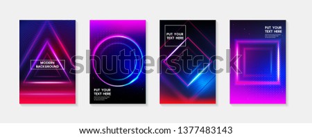 Similar – Image, Stock Photo ultraviolet neon square lines, glowing lines, tunnel, corridor, virtual reality, abstract fashion background, violet neon lights, arch, pink blue vibrant colors, laser show