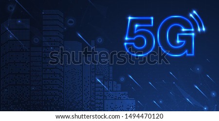 5G network wireless internet Wi-fi connection. Smart city and communication network concept. High speed, broadband telecommunication. vector design.