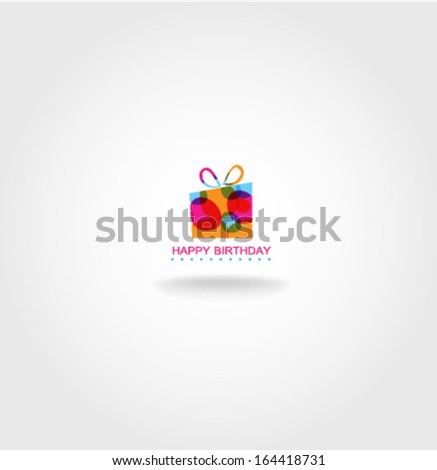 Happy Birthday card with holiday polka dot gift box