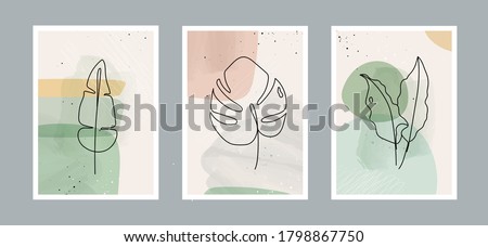 Modern abstract line leaves in lines and arts background with different shapes for wall decoration, postcard or brochure cover design. Vector  illustrations design