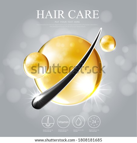 Hair care treatment prevent split ends serum,  vector illustration.