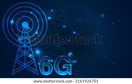 6G technology concept. modern city and telecommunication tower  network connection concept. global connection and internet network concept, new generation networks. vector design.