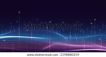 5G or 6G dot line mobile technology. Wireless data network and connection technology concept. high-speed, futuristic background. vector design.