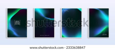 Set of covers design templates with vibrant northern lights gradient background. trendy modern design. applicable for landing pages, covers, brochures, flyers, presentations, banners. Vector design.