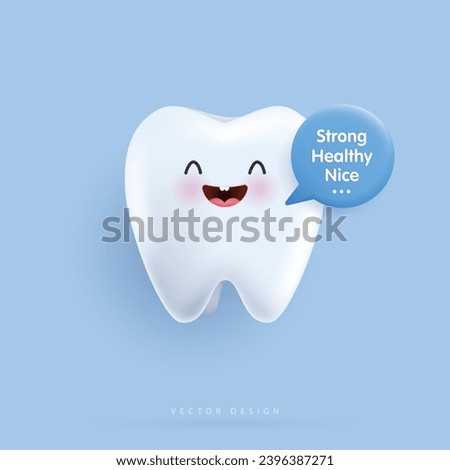 Tooth healthy sparkling white and muscle hand strong with calcium fluorine. can be used in children dentist clinic. Medical health and dentistry concept. cartoon dental character. vector design.