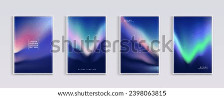 Set of covers design templates with vibrant northern lights gradient background. trendy modern design. applicable for landing pages, covers, brochures, flyers, presentations, banners. Vector design.