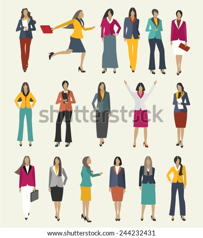 Collection Business people woman design vector in different poses