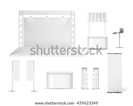 White creative exhibition stand design. Booth template. Corporate identity vector Foto stock © 