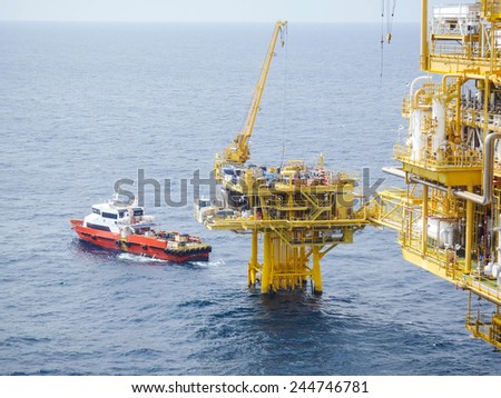 GULF OF THAILAND,THAILAND- DECEMBER 20 11: Offshore petroleum production platform. Offshore platform located in gulf of Thailand on December 20, 2011.