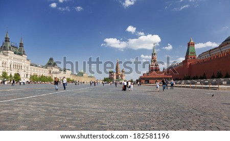 MOSCOW - MAY 17: People walk in  the Red square in Moscow, May 17, 2012. Russia