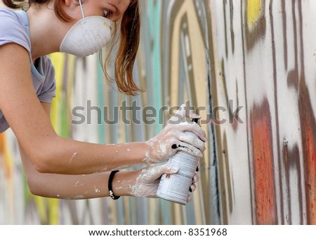 Spray painting on wall
