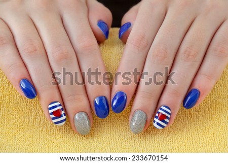Finger nail treatment ,hands with painted fingernails
