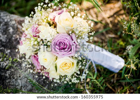 Pink yellow wedding bouquet decoration