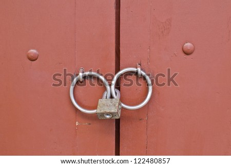 old key door lock with red background