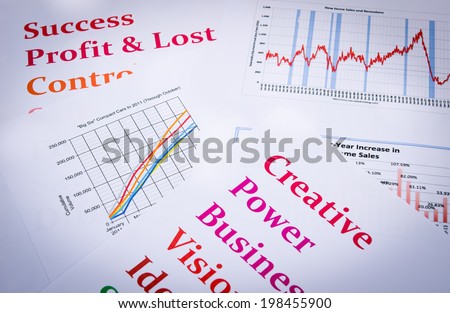 business charts and graphs with words print out