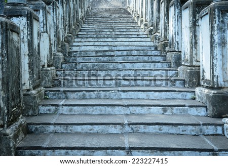 old cement stairs to palace, vintage style, This is a old cement stair to a palace in Petchburi province, Thailand