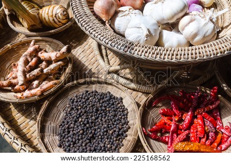 thai herb spices ingredients set
