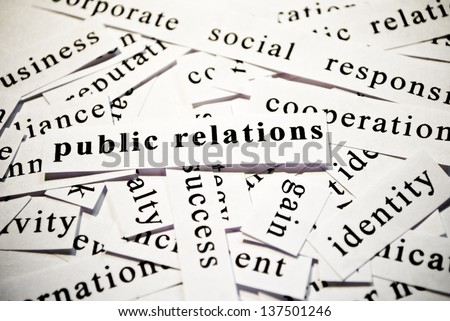 Public Relations. Words related with business.