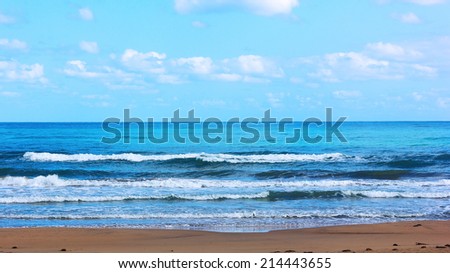 Ocean and the cloudy skies. Ocean view with clouds on a sunny day.