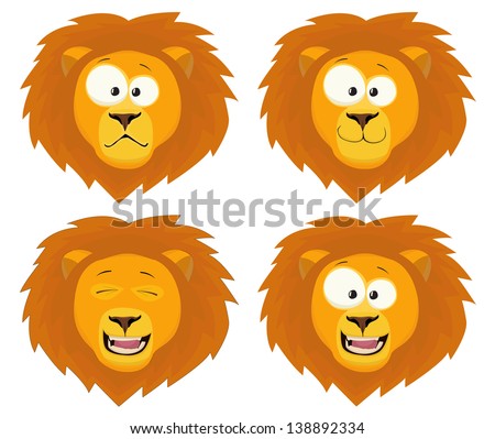 Nice Cartoon Lions Heads Stock Vector Illustration 138892334 : Shutterstock