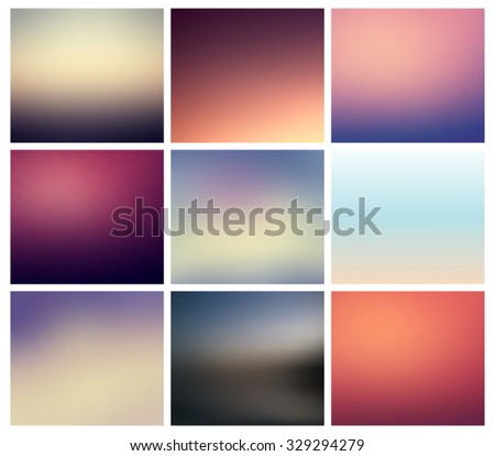 Set of abstract blurred / unfocused backgrounds, collection. Vector eps 10