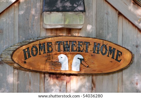 Wooden carved sign - Home for geese and ducks