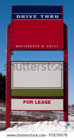 Advertising signs in winter setting