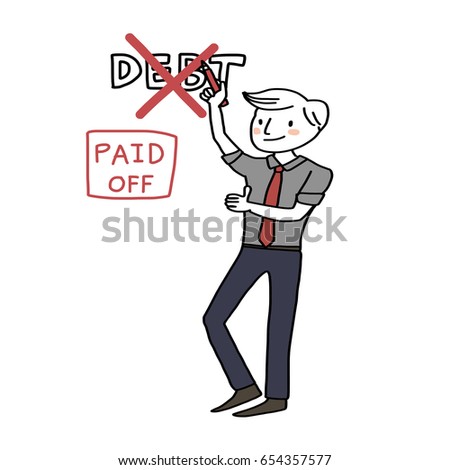 Personal financial management concept with cute man using marker pen crossing word 