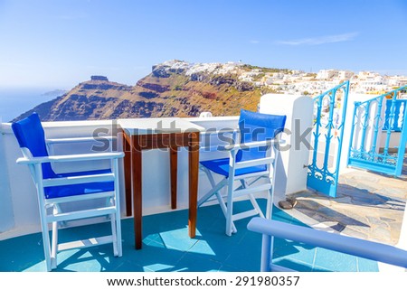Greek tavern in Santorini Greece