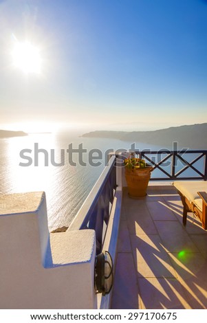Greece Santorini island, sea view from balcony