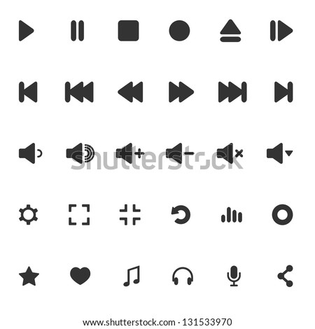 Media Player Icons Set. Multimedia. Isolated. Vector Illustration