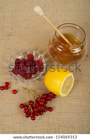 Honey, lemon, cranberry and raspberry.