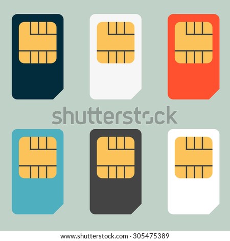 SIM cards for mobile phones. Mobile and wireless communication technologies. Network chip electronic connection