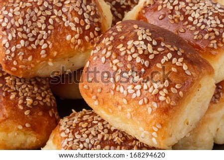 a closeup of sweet sesame buns