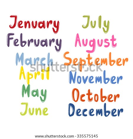 Hand Drawn Months Of The Year: December, January, February, March ...