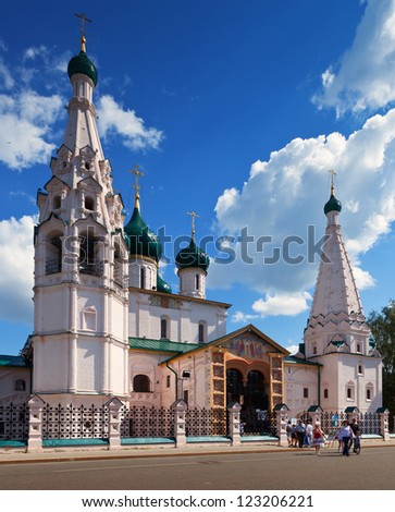 YAROSLAVL, RUSSIA - JULY 28: Church of Elijah Prophet in July 28, 2012 in Yaroslavl, Russia. Church was built in 1650. From 1920 to 1989 in church was museum. Currently, religious services resumed