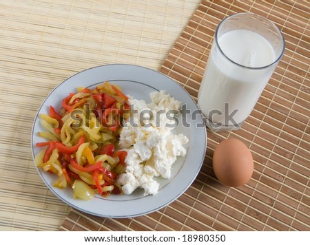 cheese, milk and vegetables