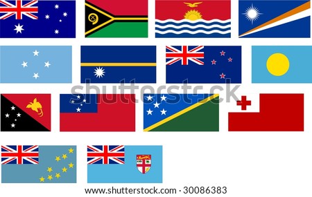 Flags Of All Pacific Basin Countries And Australia Countries ...