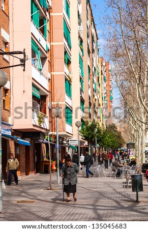 BARCELONA, SPAIN - MARCH 7: New street in Badalona in March 7, 2013 in Barcelona, Spain. Badalona was founded by the Romans in the 3rd century BC.  Population: 220,977 (2012 Census)