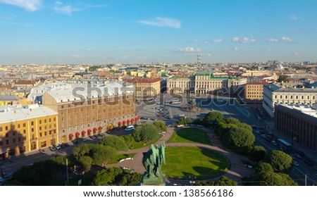 Top view of city from Saint Isaac\'s Cathedral. Saint Petersburg, Russia