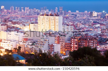 night view of  residence district in Barcelona, Spain