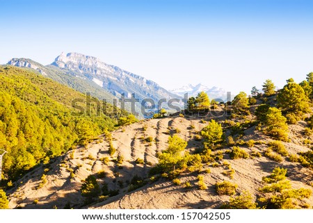 Simple Pyrenees mountains landscape in summer. Huesca, Aragon