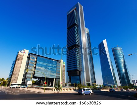 MADRID, SPAIN - AUGUST 29: Four Towers Business Area in August 29, 2013 in Madrid, Spain.  Construction of buildings finished in 2008