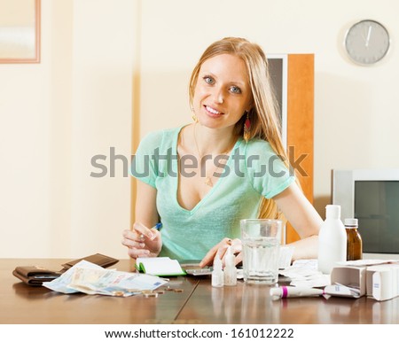 Ordinary woman counting the cost of treatment at home