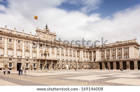 MADRID, SPAIN - APRIL 25:  Royal Palace in April 25, 2013 in Madrid, Spain. Royal Palace of Madrid - is official residence of Spanish Royal Family