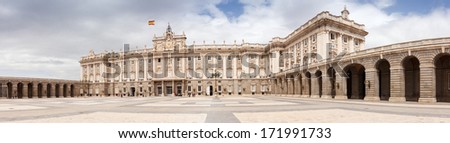 Panoramic view of Royal Palace of Madrid - is official residence of Spanish Royal Family