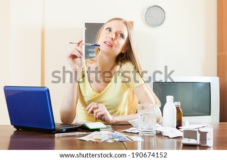 woman counting the cost of treatment at home