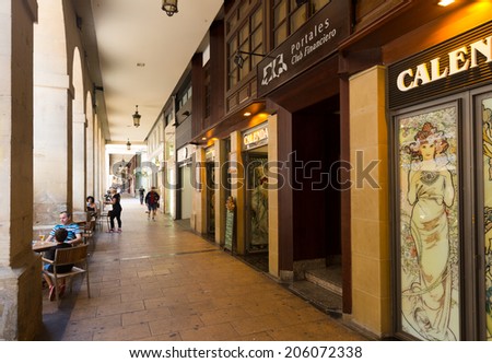 LOGRONO, SPAIN - JUNE 27, 2014: Commercial street in Logrono. La Rioja, Spain