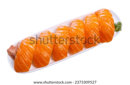 Similar – Image, Stock Photo Norwegian nigiri with salmon and wasabi