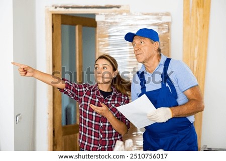 Similar – Image, Stock Photo Aged repairman in professional workshop with tools